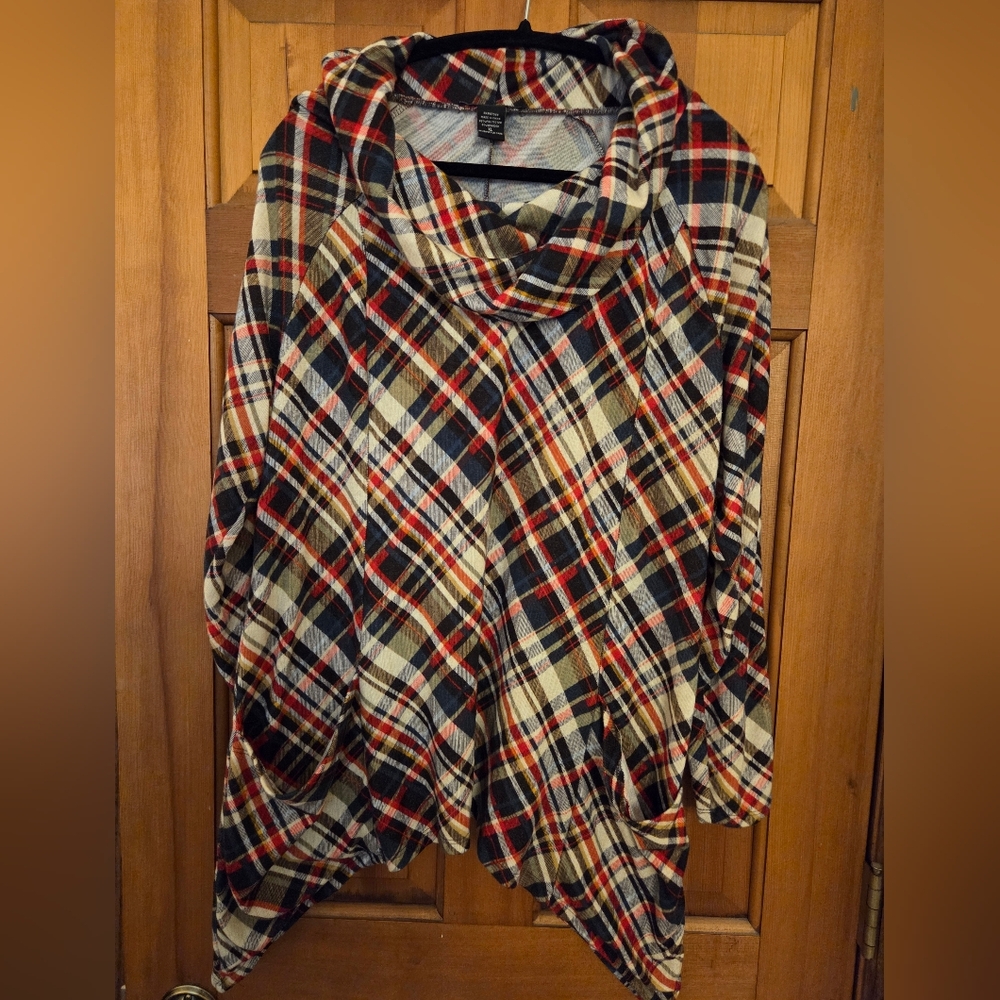 Plaid Cowl Neck Sweater